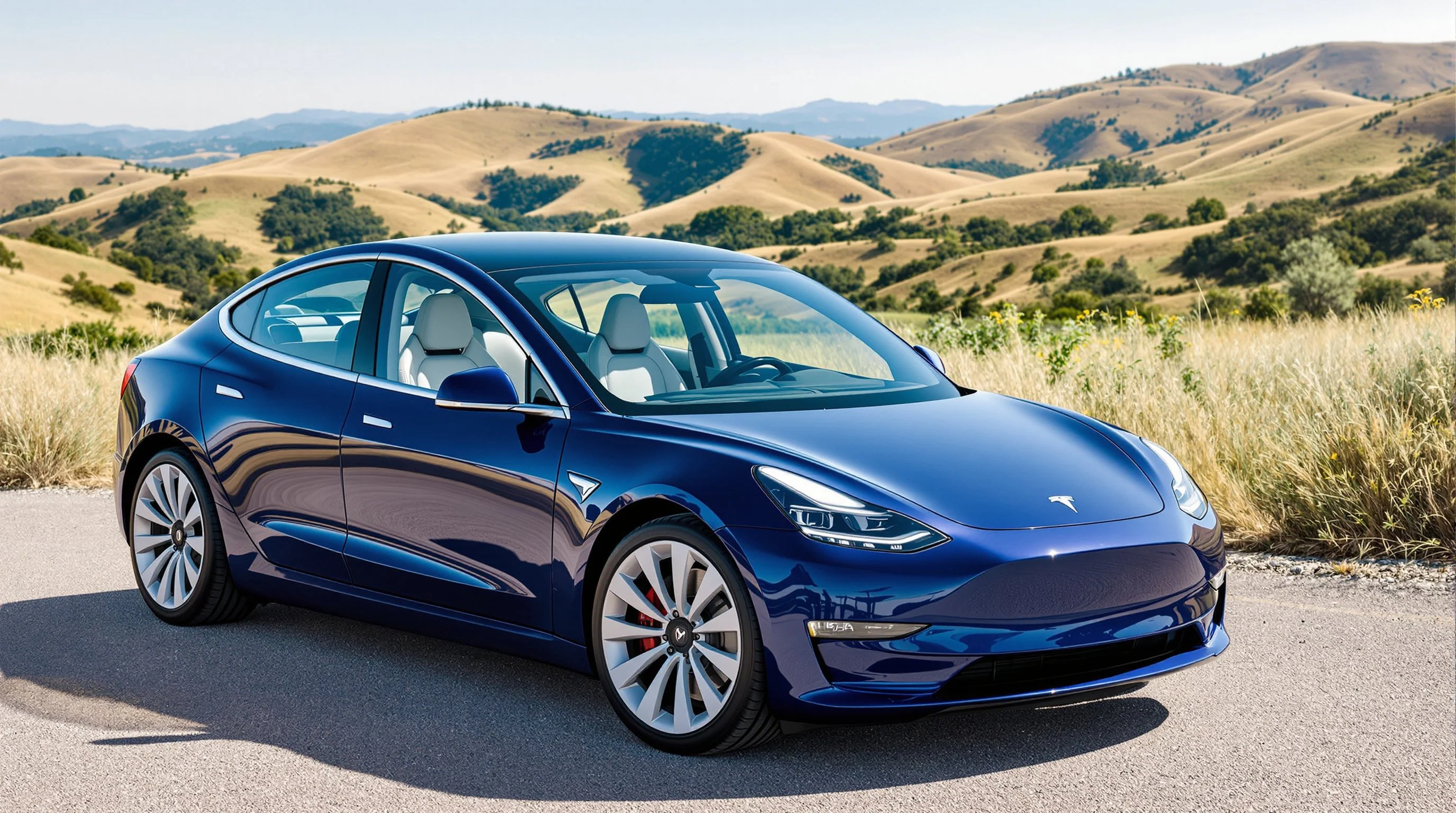 भारत में लॉन्च हुई Tesla Model 3 की फ्रंट व्यू तस्वीर