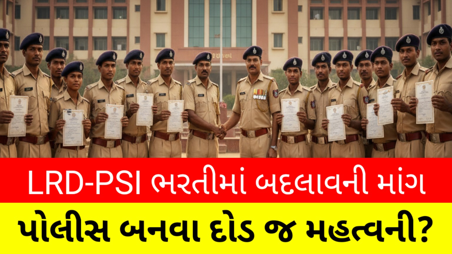 LRD-PSI police bharti ma badlav ni maang ane dod na marks par vivad darshavti image