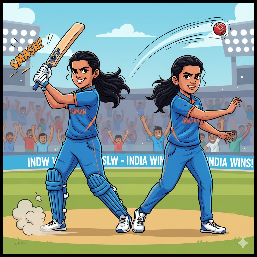 मैदान पर भारतीय महिला क्रिकेटर Harmanpreet Kaur और Arundhati Reddy की एक साथ फोटो।