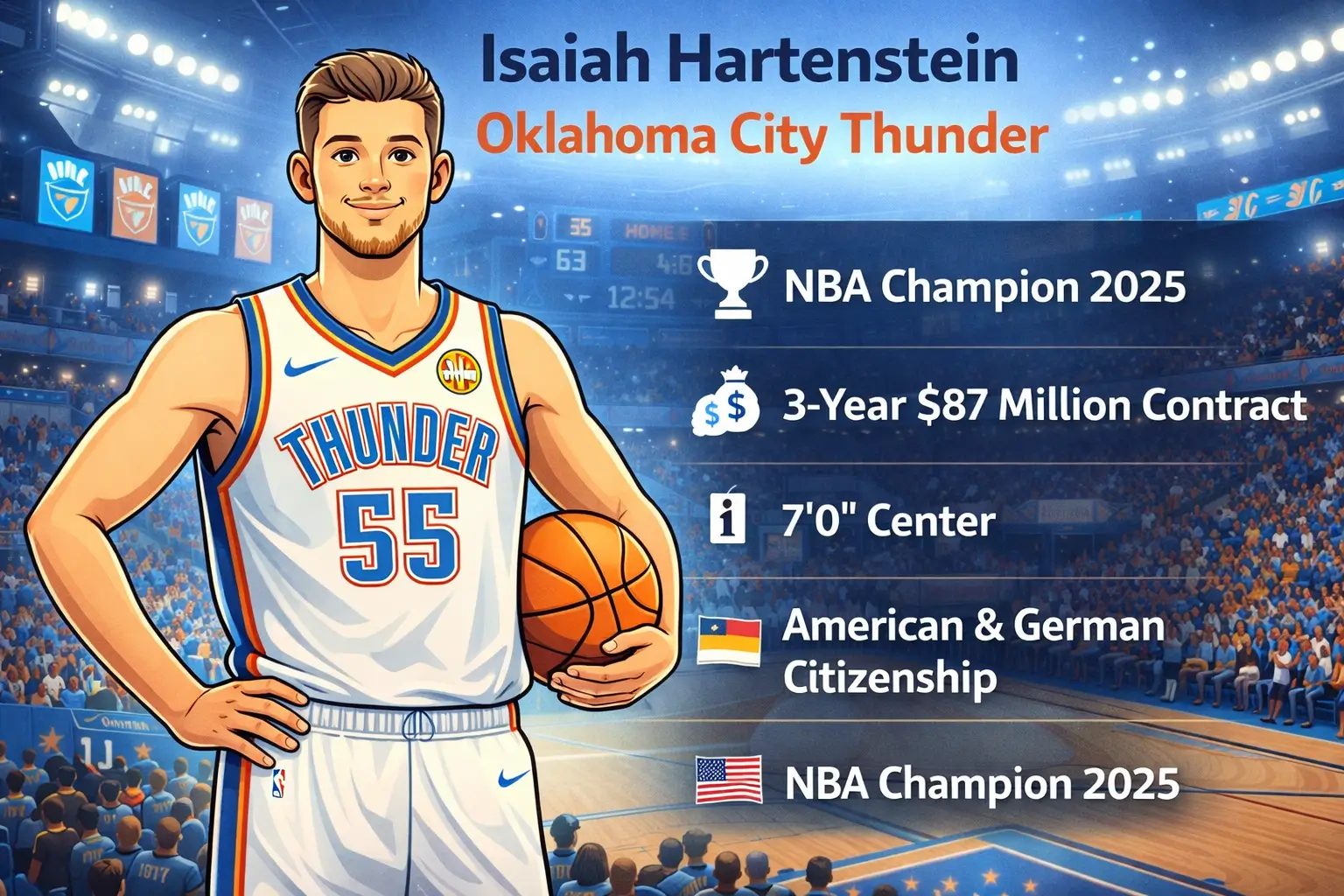 Isaiah Hartenstein Oklahoma City Thunder NBA center cartoon illustration