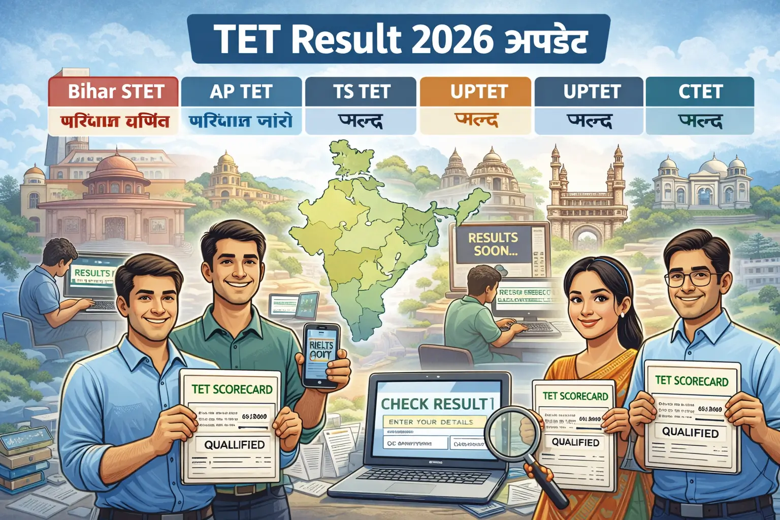 TET Result 2026 Bihar STET AP TS UPTET CTET