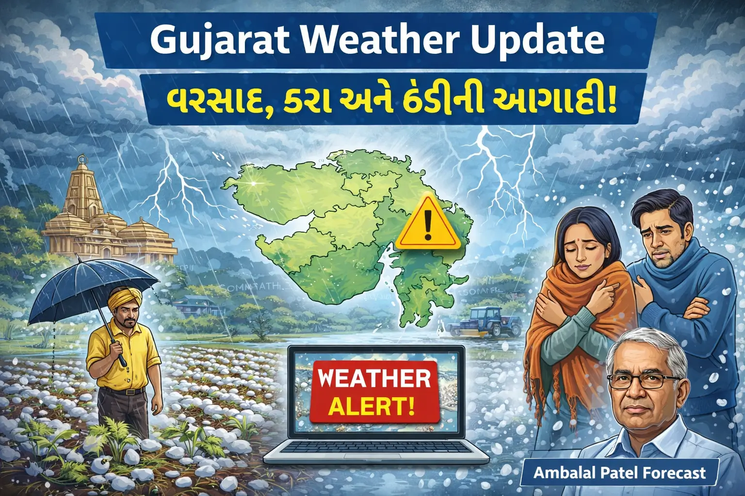 Gujarat weather update rain cold hailstorm forecast
