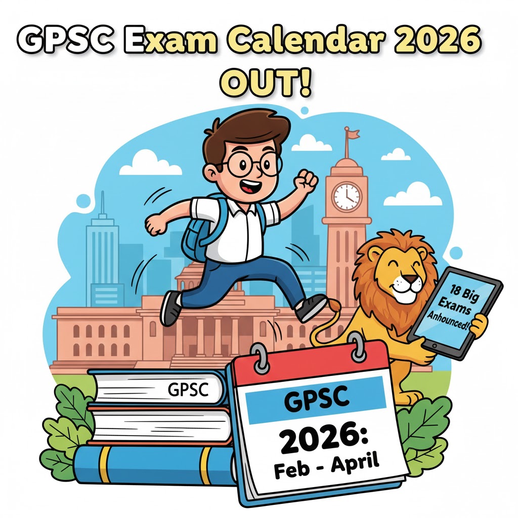 GPSC Exam Calendar 2026 official schedule for 18 exams from February to April.