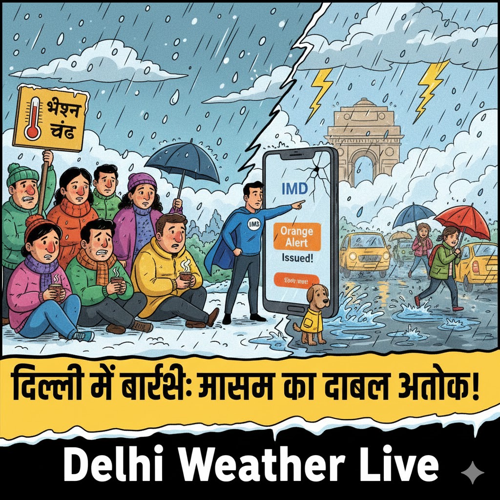 Delhi Weather Live: दिल्ली-NCR में बारिश और कोहरे का दृश्य। नोएडा और गुरुग्राम की सड़कों पर शीतलहर के बीच झमाझम बारिश और ट्रैफिक का हाल।