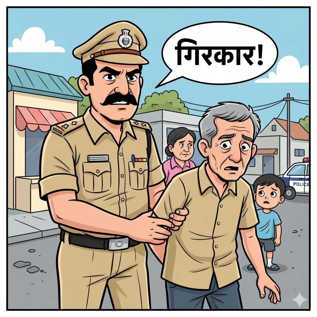 सूरत पुलिस द्वारा 6 साल की मासूम से दुष्कर्म के आरोपी विनोद अणघण की गिरफ्तारी का चित्रण।