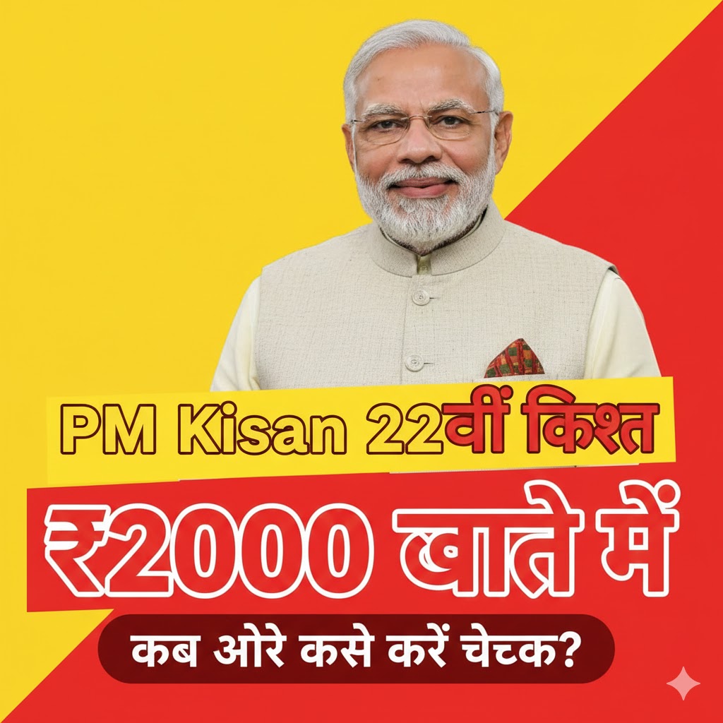 PM Kisan 22nd Installment 2026 update showing PM Narendra Modi and ₹2000 payment details.