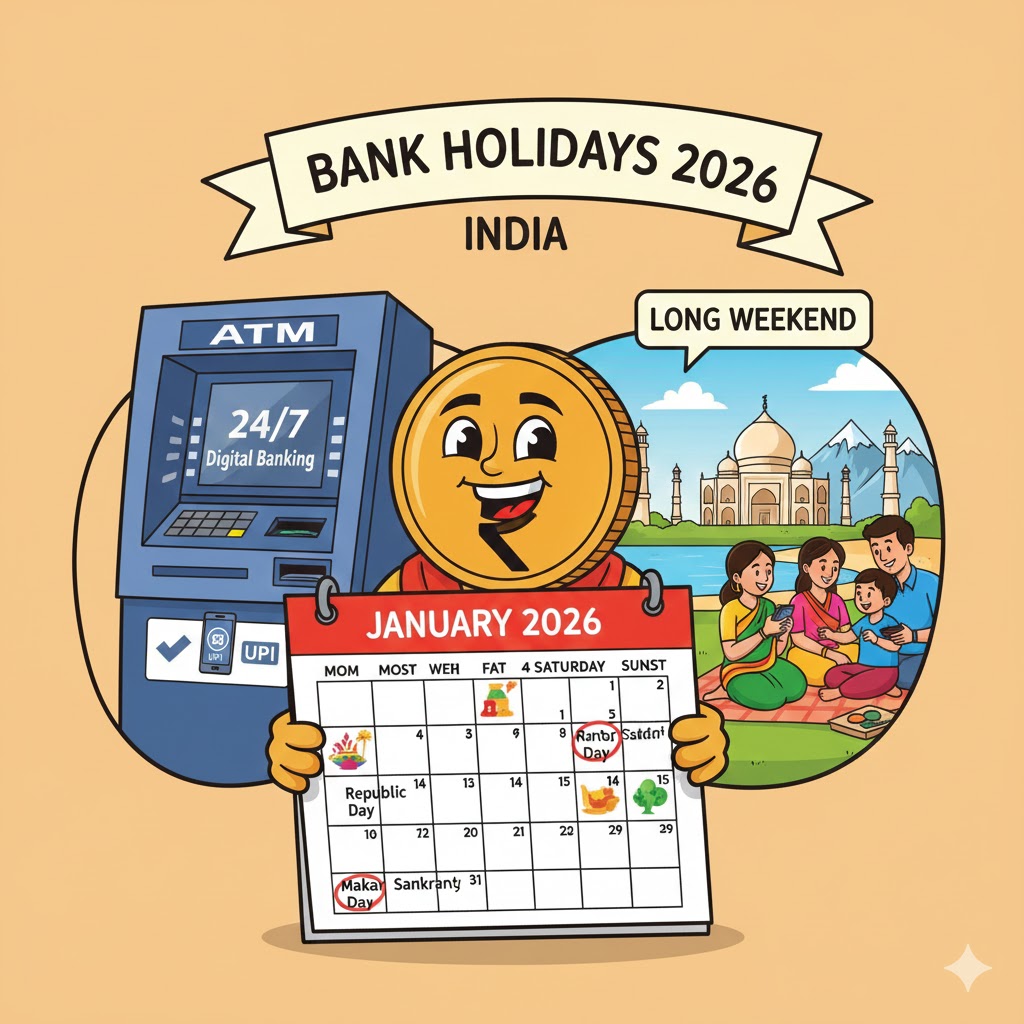2026 में बैंक की छुट्टियों के साथ मिलने वाले लॉन्ग वीकेंड की सूची।